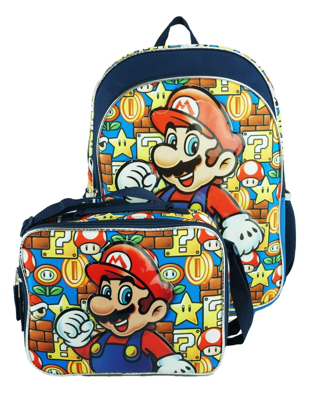 Licensed Super Mario 16 inch Large Backpack With Matching Lunch Bag Set