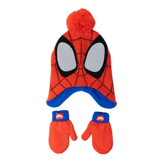 Licensed Toddler Cold Weather Knit Beanie Style Hat and Mittens Set, 2-Piece, One Size