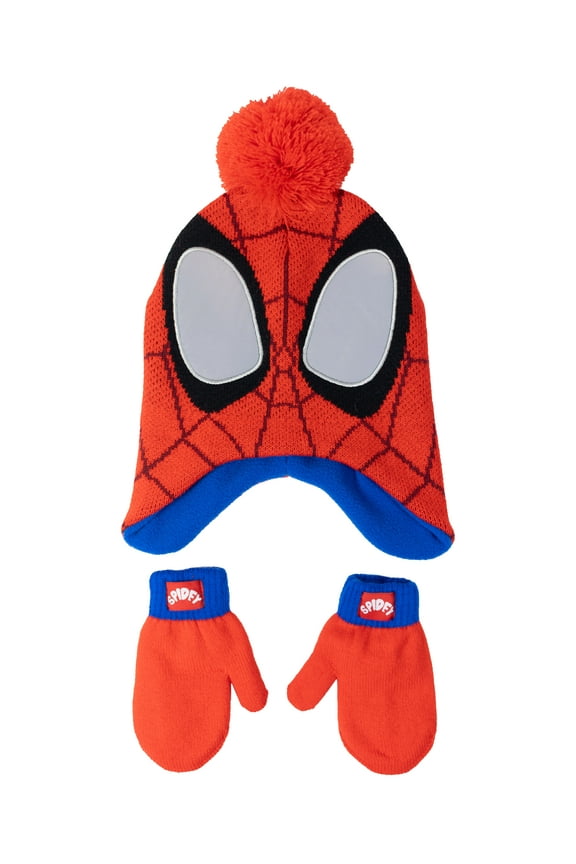 Licensed Toddler Cold Weather Knit Beanie Style Hat and Mittens Set, 2-Piece, One Size