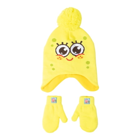 Licensed Toddler Cold Weather Knit Beanie Style Hat and Mittens Set, 2-Piece, One Size