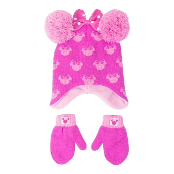 Licensed Toddler Cold Weather Knit Beanie Style Hat and Mittens Set, 2-Piece, One Size
