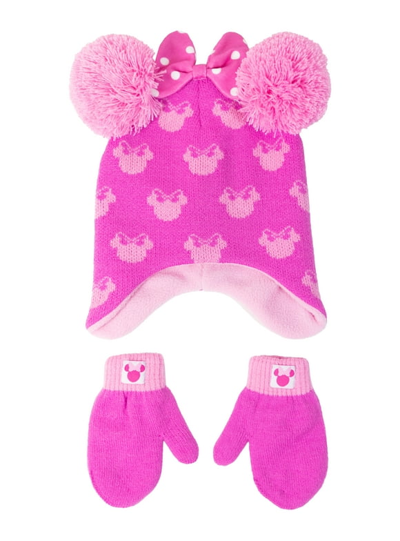 Licensed Toddler Cold Weather Knit Beanie Style Hat and Mittens Set, 2-Piece, One Size