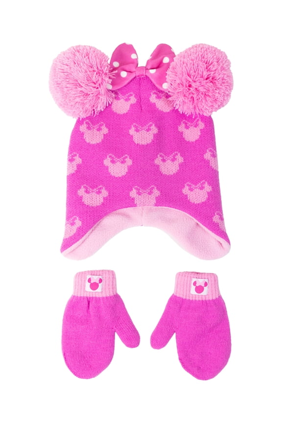 Licensed Toddler Cold Weather Knit Beanie Style Hat and Mittens Set, 2-Piece, One Size