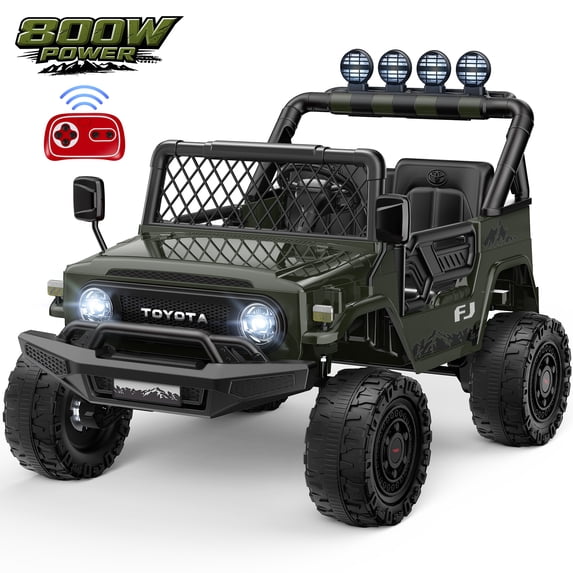 24V 7AH Power Car Wheels with Remote Control, Licensed Toyota FJ Ride on Cars for Big Kids, 2 Seater Electric Car with 4 Motors, Music, LED Light, Green