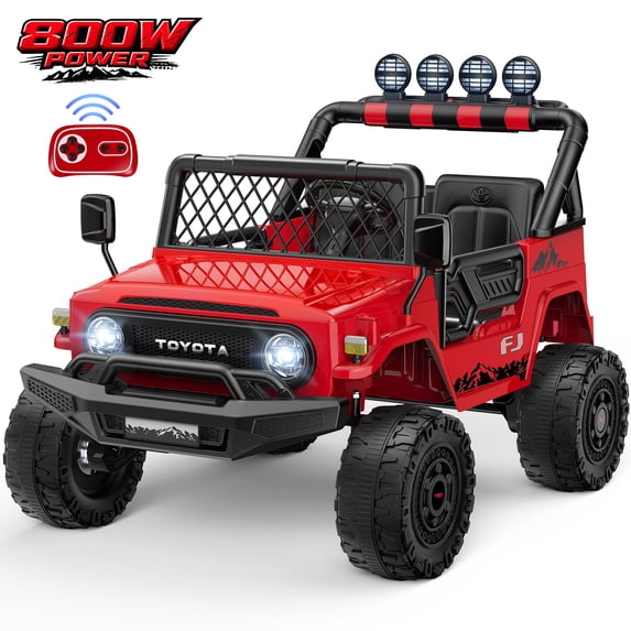 24V 7AH Power Car Wheels with Remote Control, Licensed Toyota FJ Ride on Cars for Big Kids, 2 Seater Electric Car with 4 Motors, Music, LED Light, Red