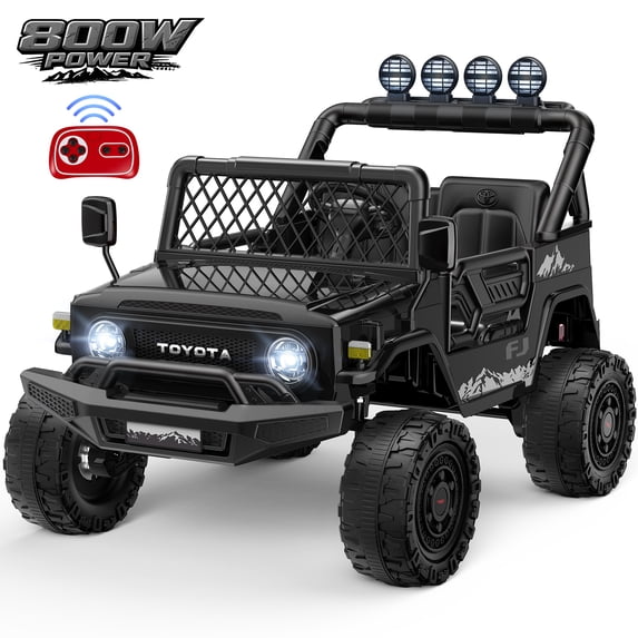 24V 7AH Power Car Wheels with Remote Control, Licensed Toyota FJ Ride on Cars for Big Kids, 2 Seater Electric Car with 4 Motors, Music, LED Light, Black