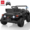 thumbnail image 1 of 24V Ride On Dump Truck for Kids, Licensed Toyota Land Cruiser FJ45 Power Car Wheels Ride On Toy with Electric Dump Bed, Parent Remote Control, Music, LED Lights, Birthday Gift for Kid Ages 3-6, Black, 1 of 11