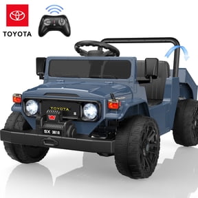 24V Ride On Dump Truck for Kids, Licensed Toyota Land Cruiser FJ45 Power Car Wheels Ride On Toy with Electric Dump Bed, Parent Remote Control, Music, LED Lights, Birthday Gift for Kids Ages 3-6, Blue