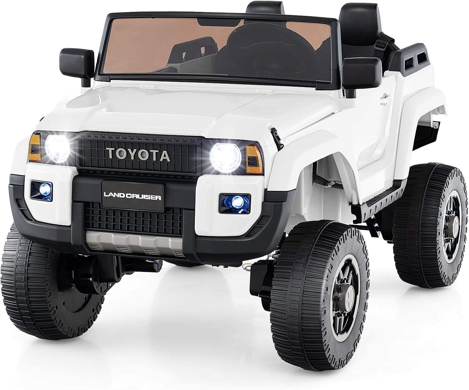 Licensed Toyota LC250 24V 2 Seater Ride on Truck by OLAKIDS, 2WD/4WD Battery Powered Vehicle with Remote Control, 3 Speeds, Music, Lights, Kids Electric Car for 3+ Boys Girls