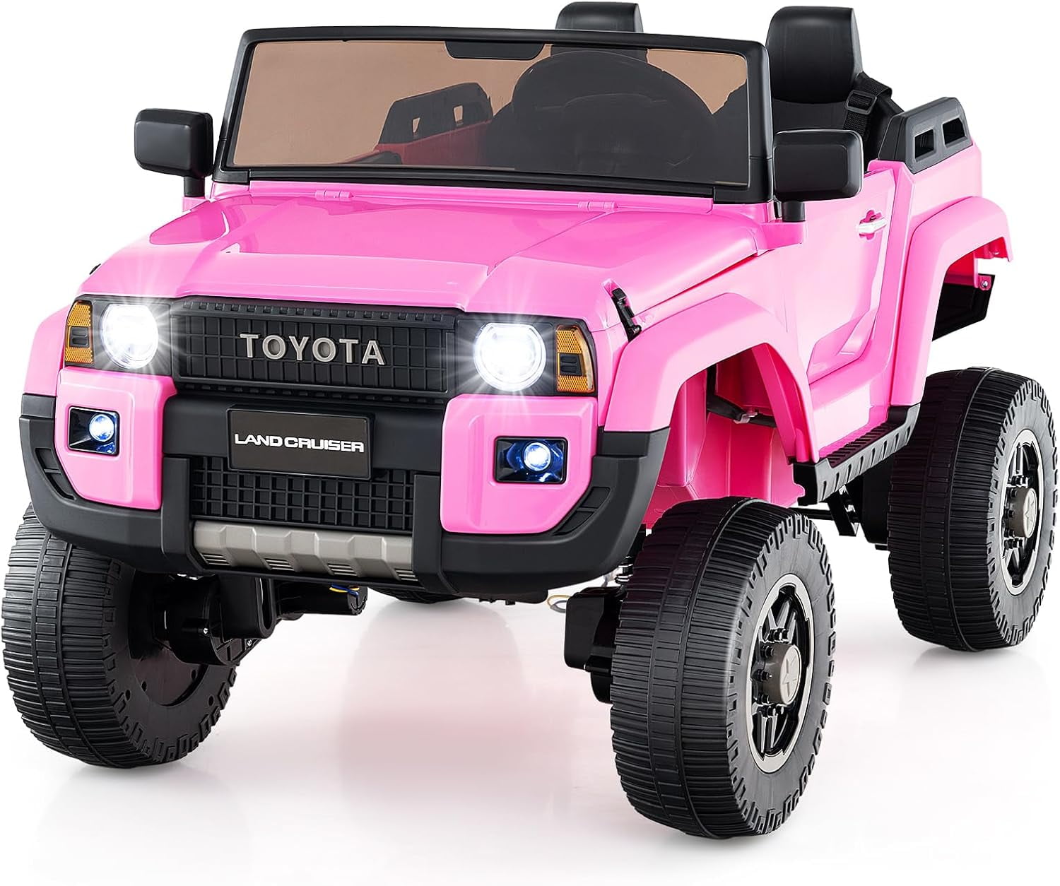 Licensed Toyota LC250 24V 2 Seater Ride on Truck by OLAKIDS, 2WD/4WD Battery Powered Vehicle with Remote Control, 3 Speeds, Music, Lights, Kids Electric Car for 3+ Boys Girls