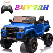 Licensed Toyota Land Cruiser 24V Ride-On Car for Kids   2 Seater Electric Truck with Remote Control, 2WD/7WD Switchable Ride on Toys with Bluetooth, Music, LED Lights, Blue