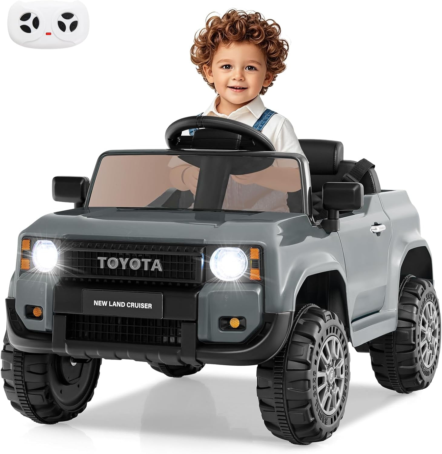 Licensed Toyota Ride on Car by OLAKIDS, Battery Powered Electric Vehicle for Kids with Remote Control, MP3, USB, Power Display, LED Lights, Suspension, Ride on Toy for 3+ Boys Girls
