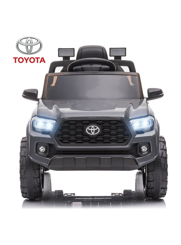 Licensed Toyota Tacoma Electric Ride on Vehicle for Kids, 12V Powered Ride on Car Toys with Remote Control, LED Lights, MP3 Player, Gray