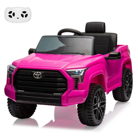 Licensed Toyota Tundra 12V Electric Truck for Kids, Dual 35W Motors, Remote Control, Off-Road Pickup Car, Spring Suspension, LED Headlights, Outdoor Ride-On Toy, Pink