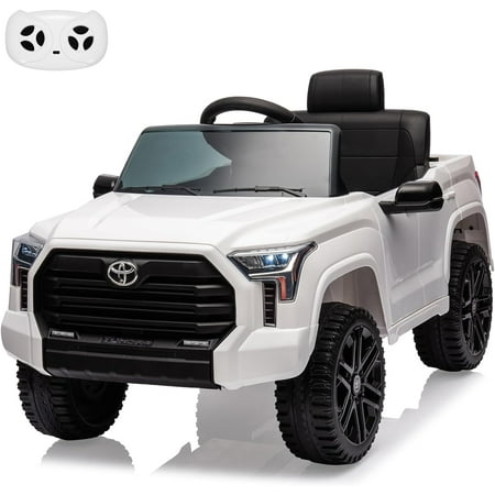 Licensed Toyota Tundra 12V Ride-On Truck Remote Control Electric Car 4-Wheel Suspension 3-Speed LED Lights White