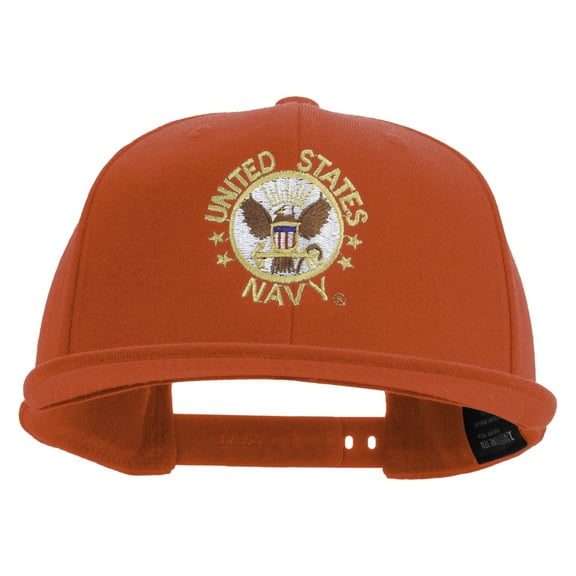 US Navy Circle Emblem Embroidered Flexfit Snapback Style Cap - Red OSFM