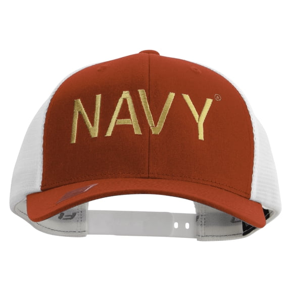 US Navy Embroidered Flexfit 2 Tone Mesh Cap - Red White OSFM