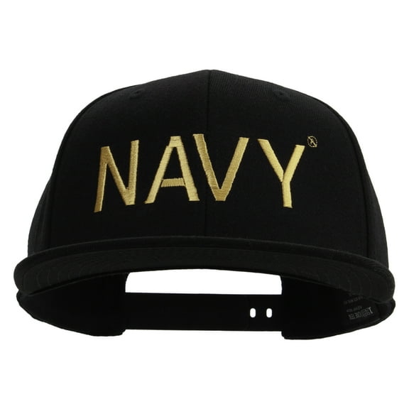 US Navy Embroidered Flexfit Snapback Style Cap - Black OSFM