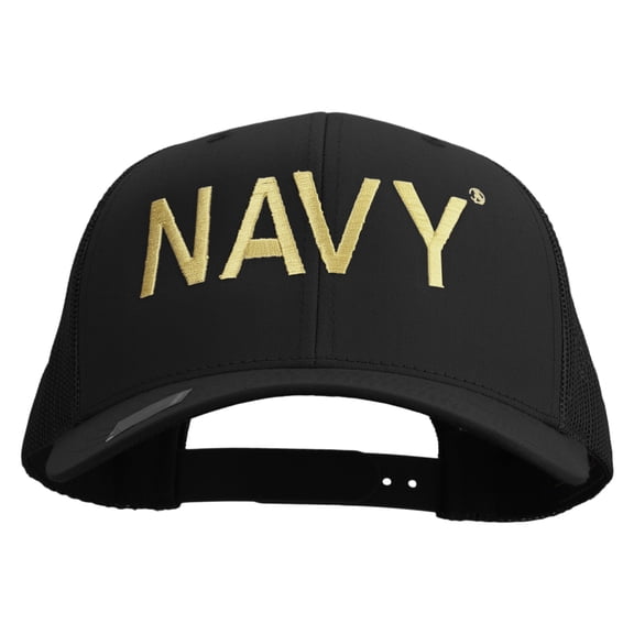 US Navy Embroidered Retro Trucker Cap - Black OSFM