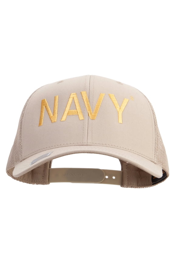 US Navy Embroidered Retro Trucker Cap - Khaki OSFM