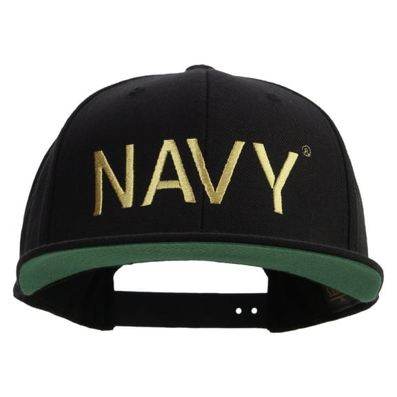 US Navy Embroidered Wool Blend Prostyle Snapback Cap - Black OSFM