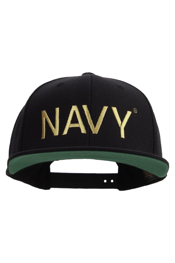 US Navy Embroidered Wool Blend Prostyle Snapback Cap - Black OSFM