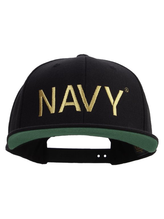 US Navy Embroidered Wool Blend Prostyle Snapback Cap - Black OSFM