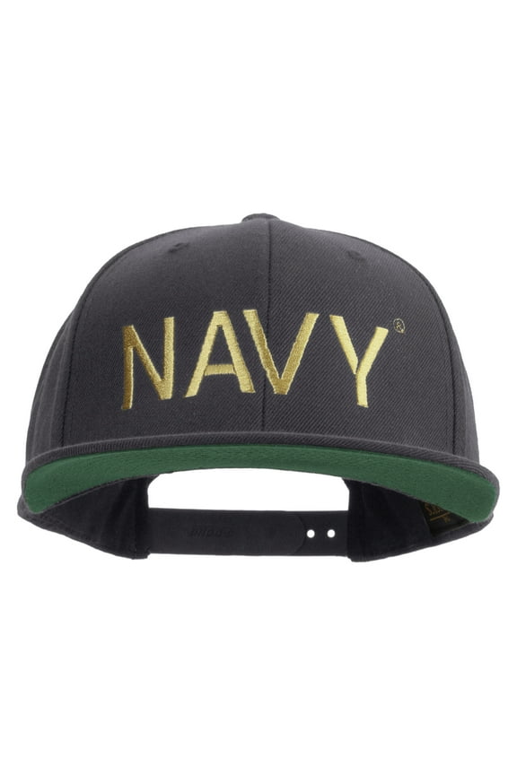 US Navy Embroidered Wool Blend Prostyle Snapback Cap - Dk Grey OSFM