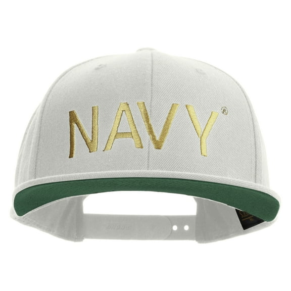 US Navy Embroidered Wool Blend Prostyle Snapback Cap - Natural OSFM