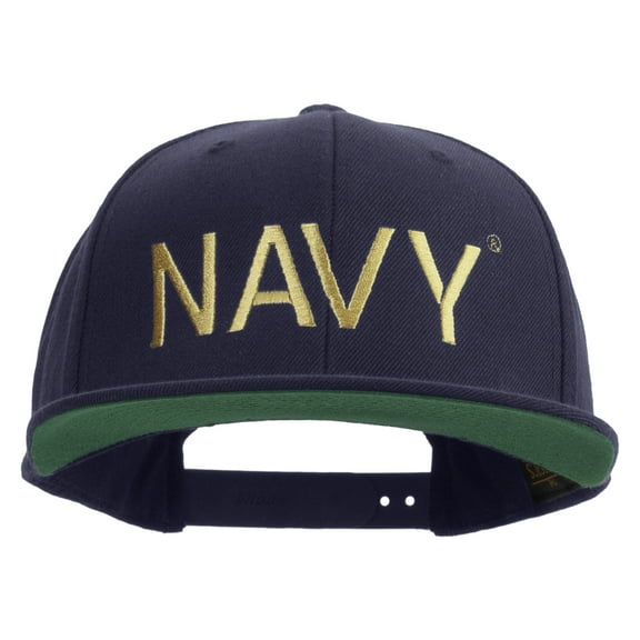 US Navy Embroidered Wool Blend Prostyle Snapback Cap - Navy OSFM
