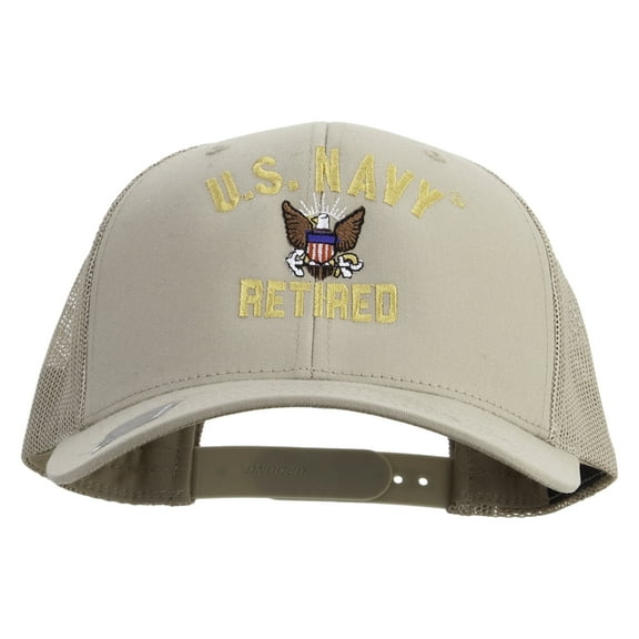 US Navy Retired Embroidered Retro Trucker Cap - Khaki OSFM