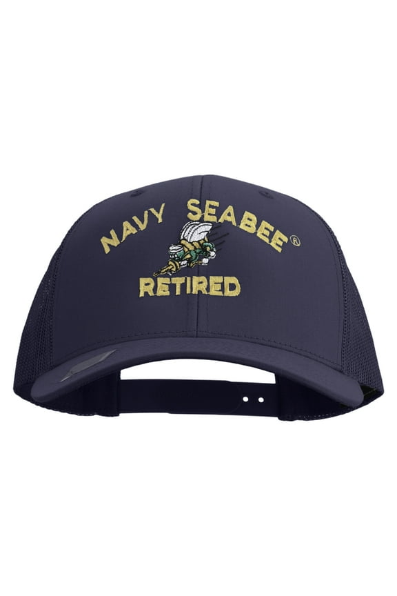 US Navy Seabee Retired Embroidered Retro Trucker Cap - Navy OSFM