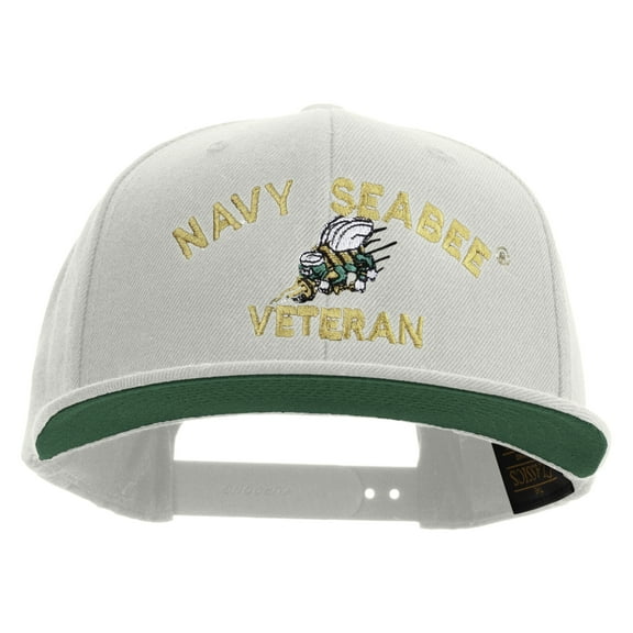 US Navy Seabee Veteran Embroidered Wool Blend Prostyle Snapback Cap - Natural OSFM