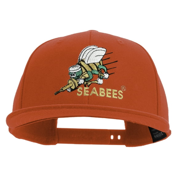 US Navy Seabees Embroidered Flexfit Snapback Style Cap - Red OSFM