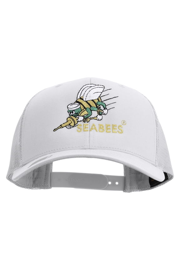 US Navy Seabees Embroidered Retro Trucker Cap - White OSFM