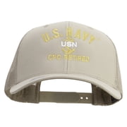 US Navy USN CPO Retired Embroidered Retro Trucker Cap - Khaki OSFM