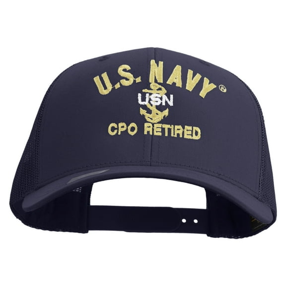 US Navy USN CPO Retired Embroidered Retro Trucker Cap - Navy OSFM