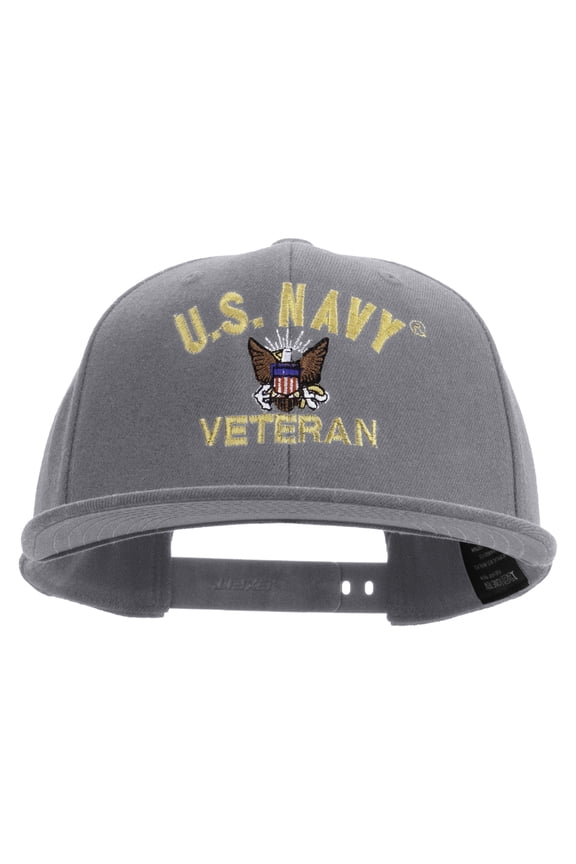 US Navy Veteran Embroidered Flexfit Snapback Style Cap - Dk Grey OSFM