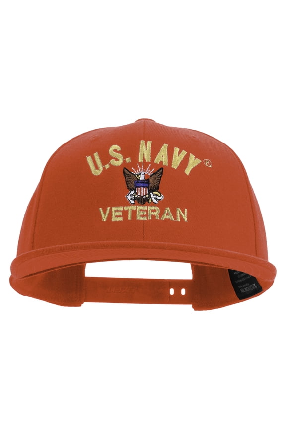 US Navy Veteran Embroidered Flexfit Snapback Style Cap - Red OSFM