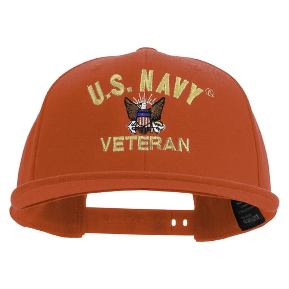US Navy Veteran Embroidered Flexfit Snapback Style Cap - Red OSFM