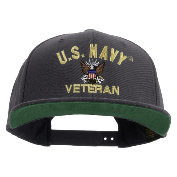 US Navy Veteran Embroidered Wool Blend Prostyle Snapback Cap - Dk Grey OSFM