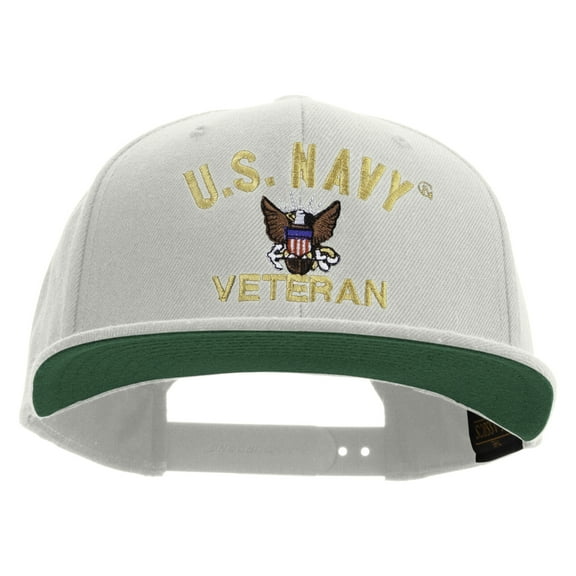 US Navy Veteran Embroidered Wool Blend Prostyle Snapback Cap - Natural OSFM