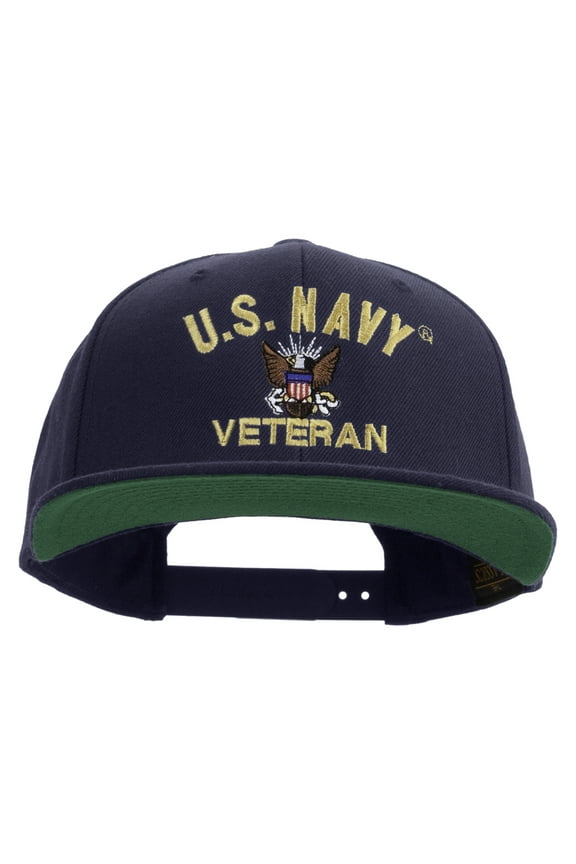 US Navy Veteran Embroidered Wool Blend Prostyle Snapback Cap - Navy OSFM