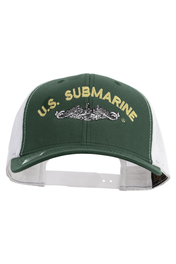 US Submarine Logo Embroidered Contrast Trucker Cap - Evergreen White OSFM