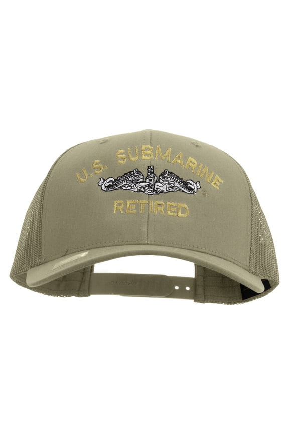US Submarine Retired Embroidered Retro Trucker Cap - Khaki OSFM