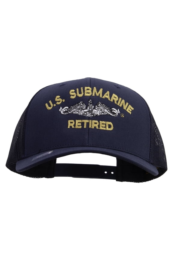US Submarine Retired Embroidered Retro Trucker Cap - Navy OSFM
