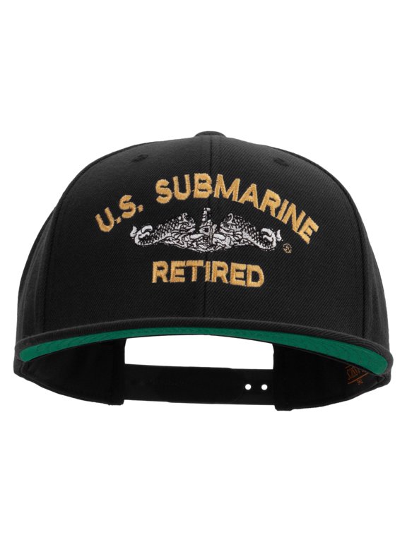 US Submarine Retired Embroidered Wool Blend Prostyle Snapback Cap - Black OSFM