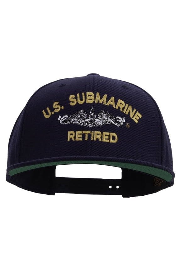 US Submarine Retired Embroidered Wool Blend Prostyle Snapback Cap - Navy OSFM