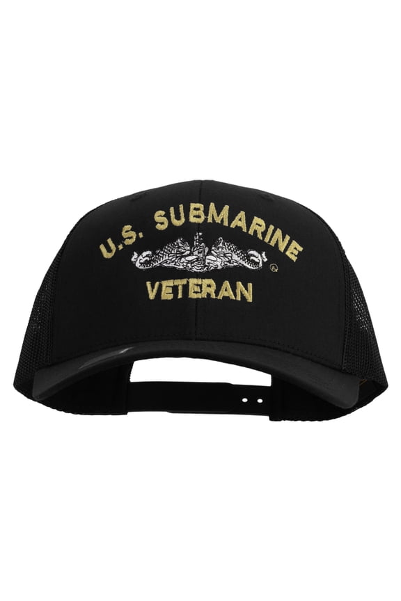 US Submarine Veteran Embroidered Retro Trucker Cap - Black OSFM