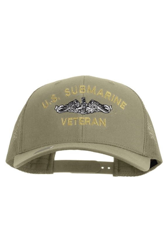 US Submarine Veteran Embroidered Retro Trucker Cap - Khaki OSFM
